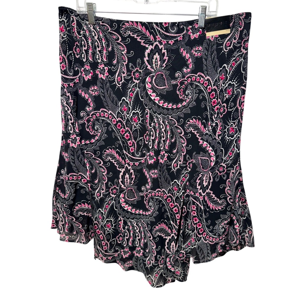 Lane Bryant Skirt Women 18/20 Black Pink Paisley Handkerchief Hem Midi Y2K Fairy